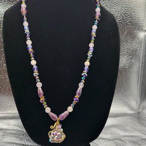 Unique purple necklace with customed pendant